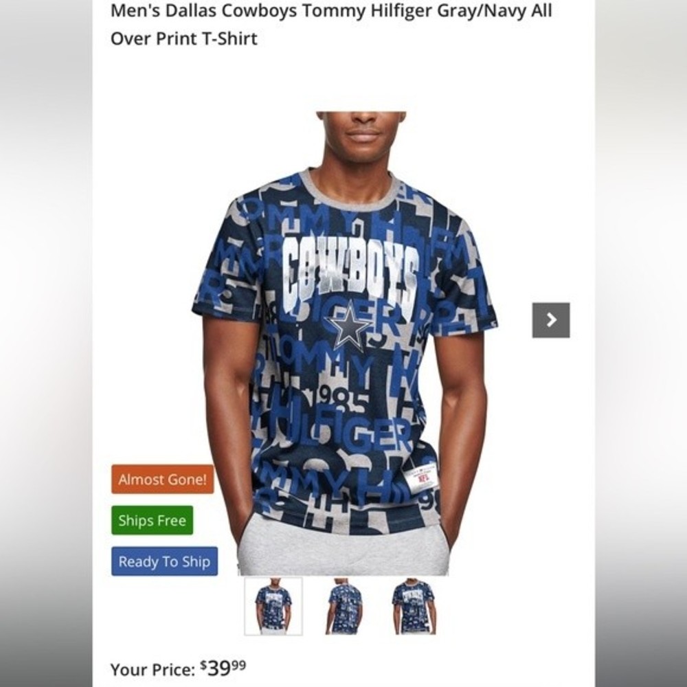 Official NFL Tommy Hilfiger Dallas Cowboys t-shirt. Size 2XL.  XXL
